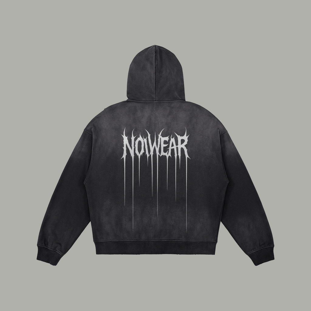 NOWEAR Distressed Embroidery Zip-Up
