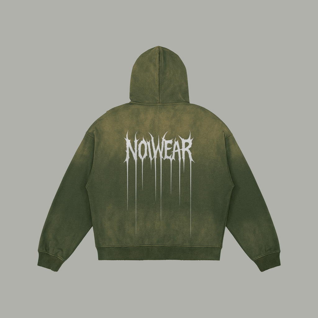 NOWEAR Distressed Embroidery Zip-Up