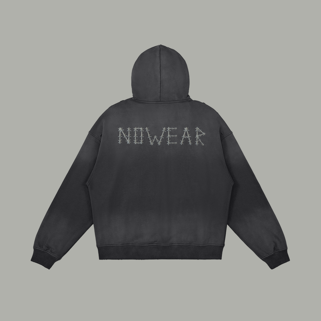 NOWEAR Barbed Wire distressed Hoodie